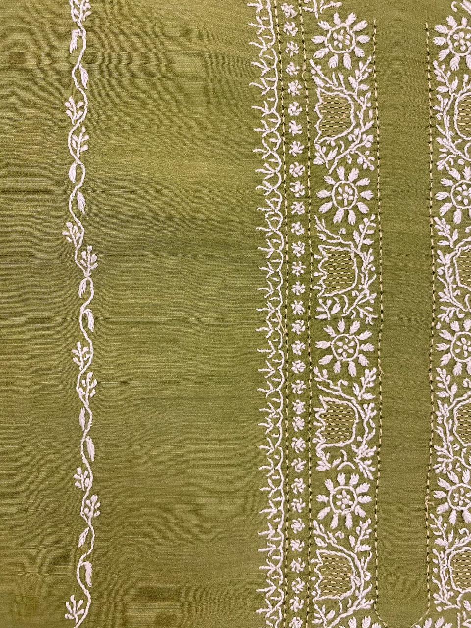 Olive Green Moonga Silk Men's Kurta