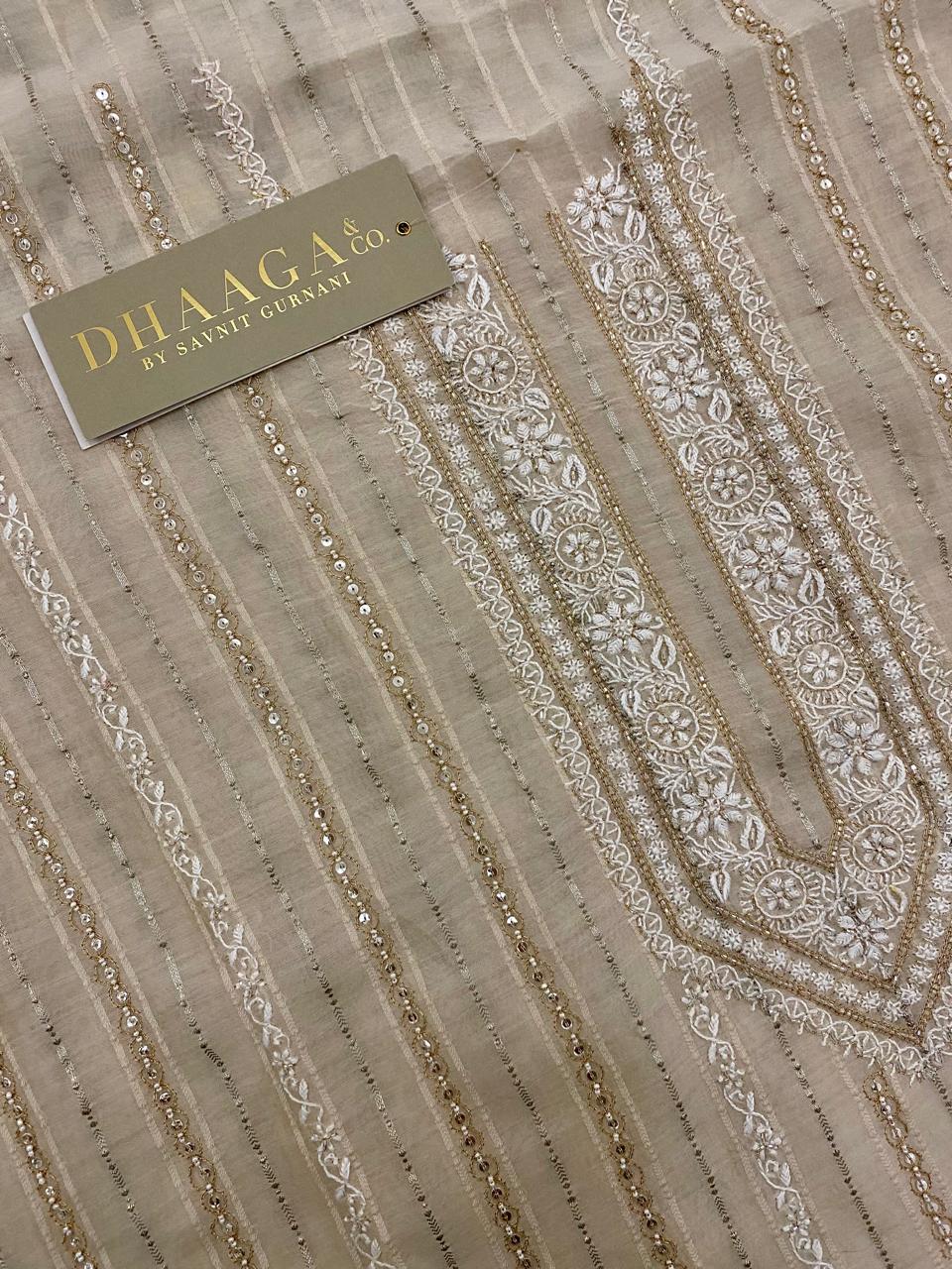 Beige Mul Chanderi Heavy Men's Kurta