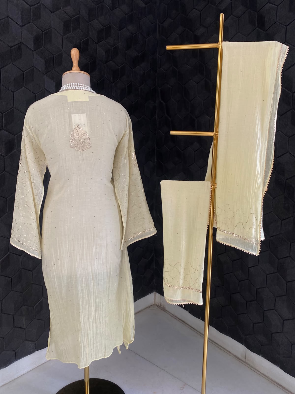 Butter Yellow Mul Chanderi kurta Set