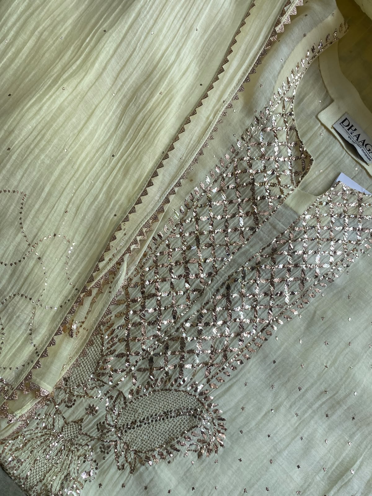 Butter Yellow Mul Chanderi kurta Set