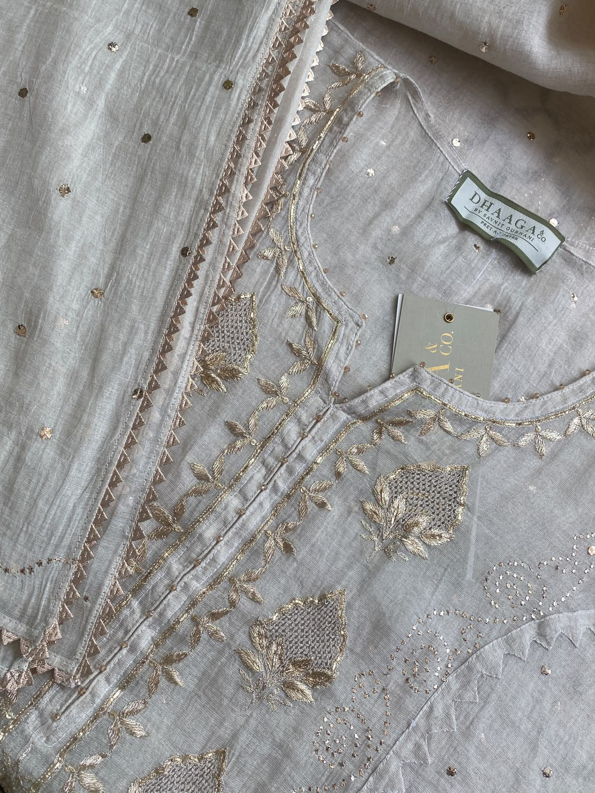 Ivory Tissue Mukaish Kurta Set