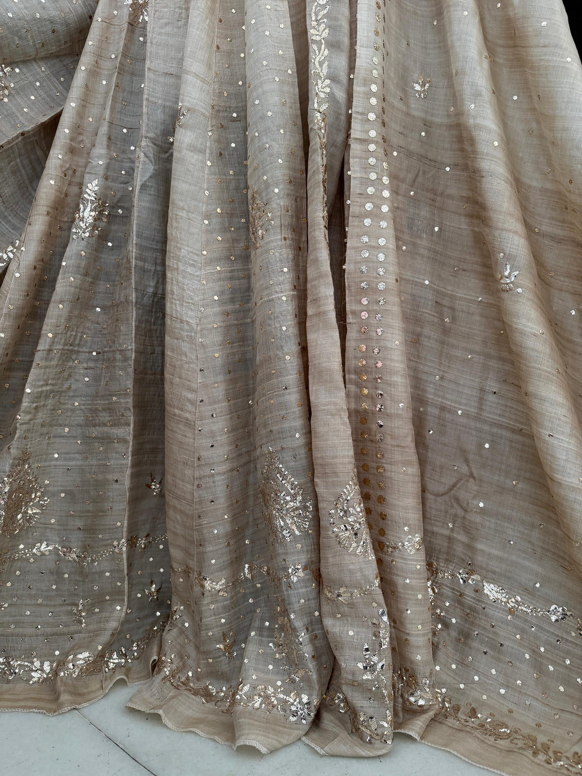 Moonga Silk Mukaish Lehenga Set