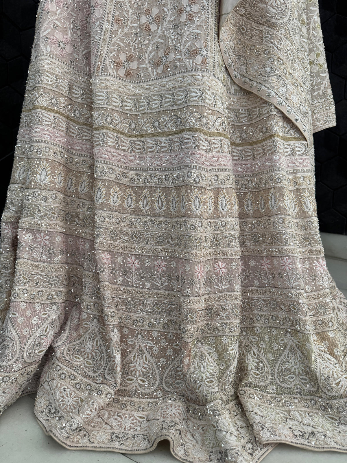 Blush Pink Georgette Chikankari Lehenga Set