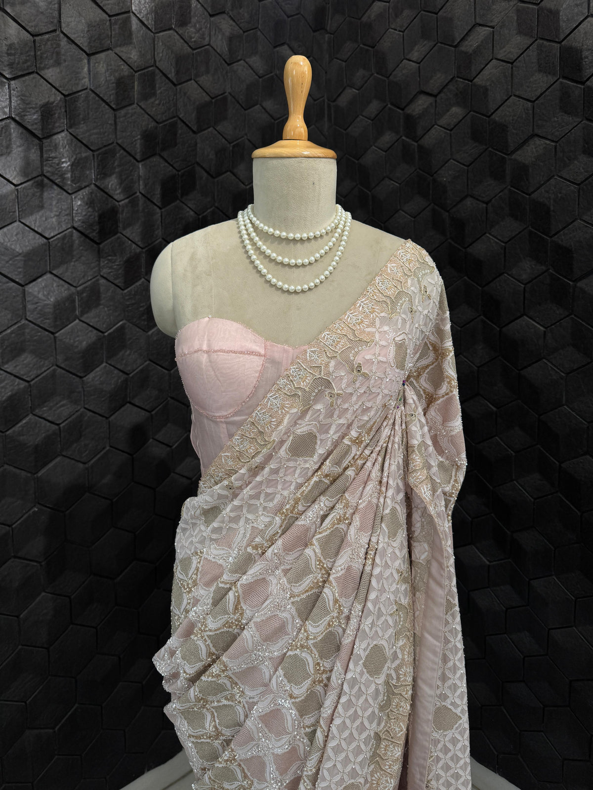 The Deer Saree in Dual toned Kasab Jaal Motifs