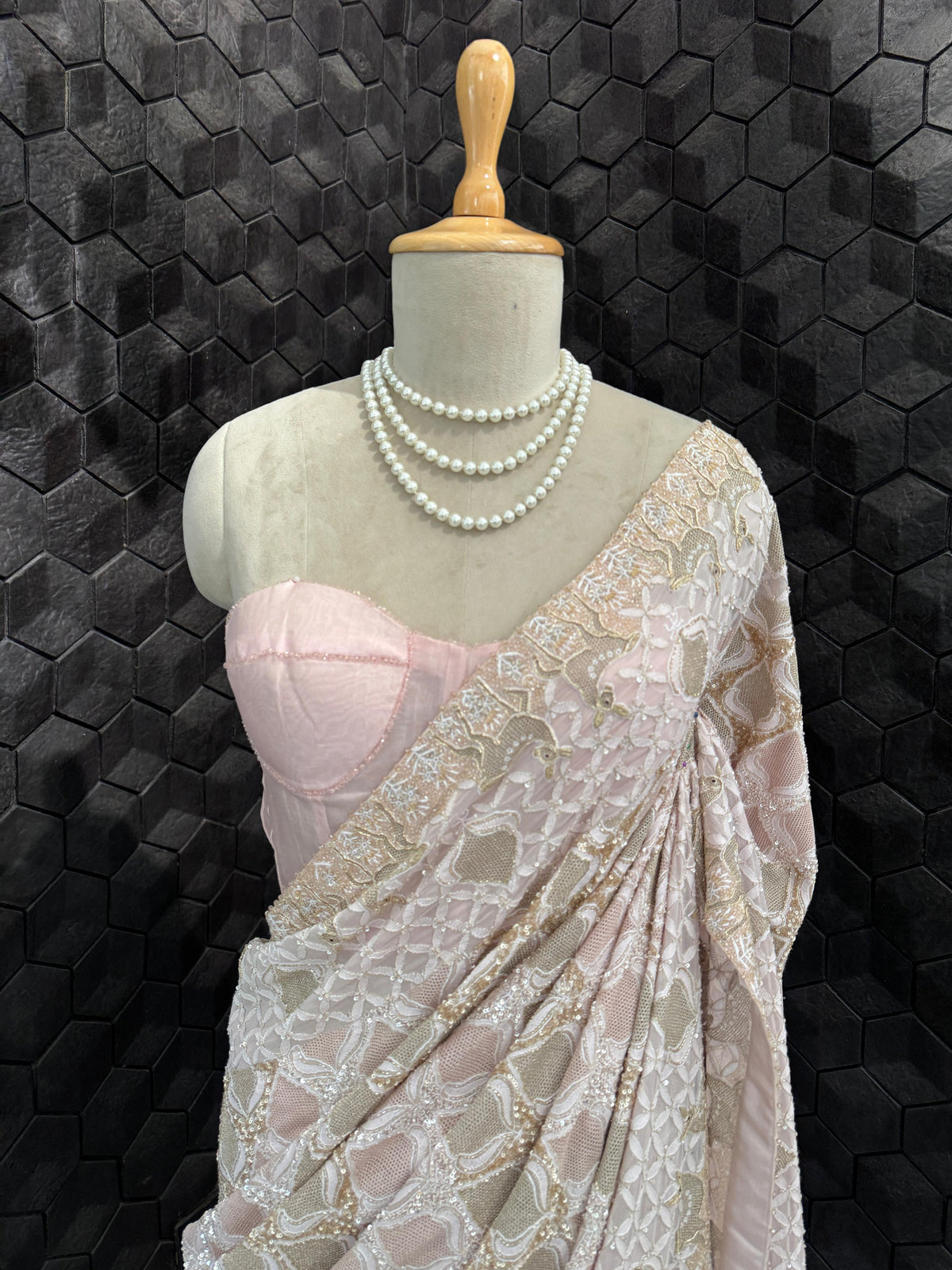 The Deer Saree in Dual toned Kasab Jaal Motifs