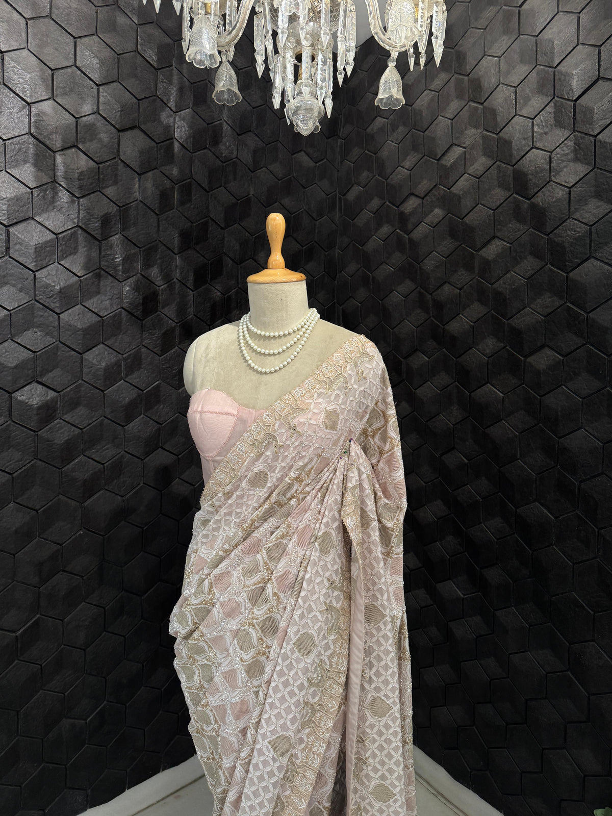 The Deer Saree in Dual toned Kasab Jaal Motifs