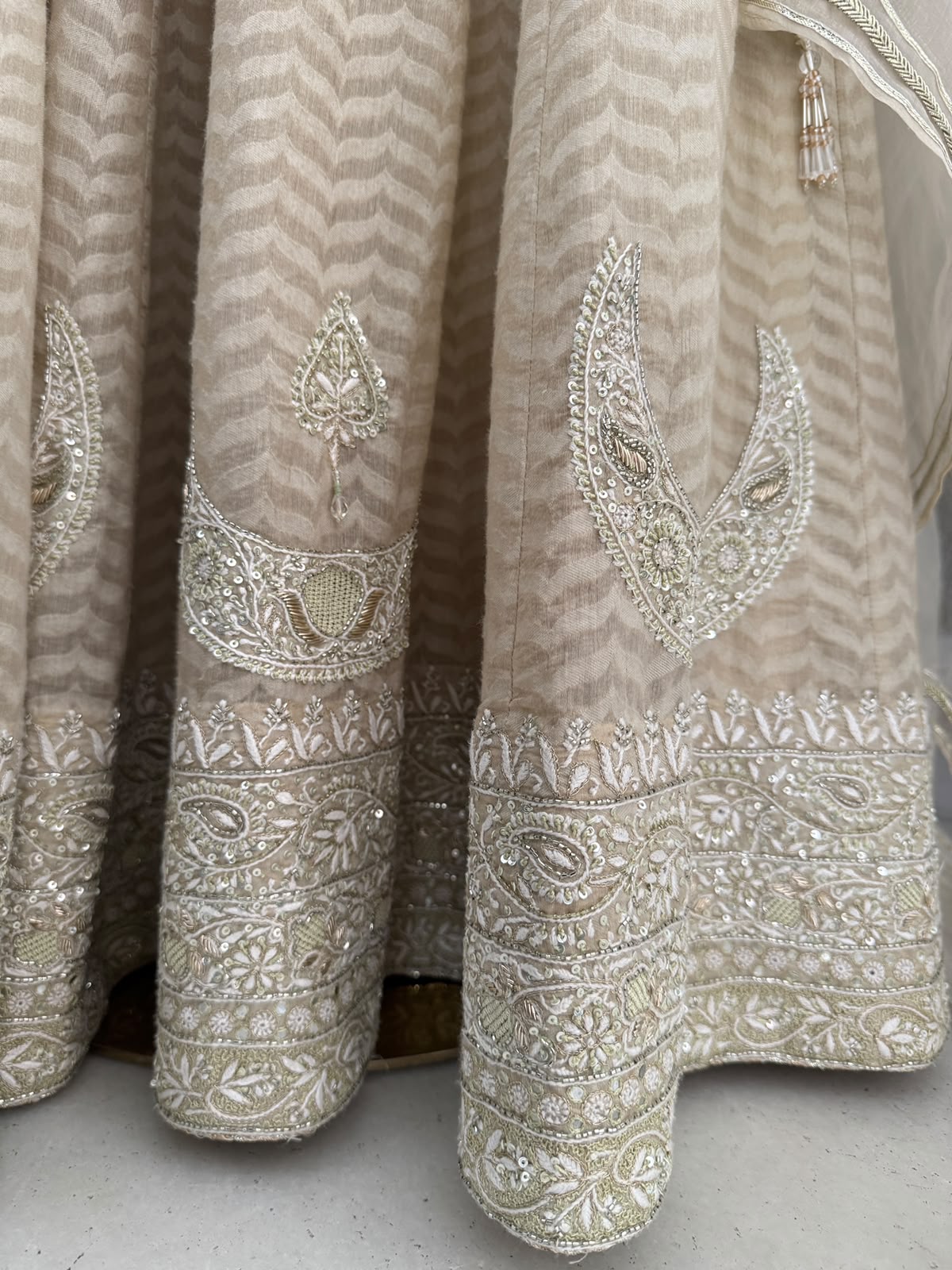 Sage Green Chand Bali Lehenga with Organza Dupatta