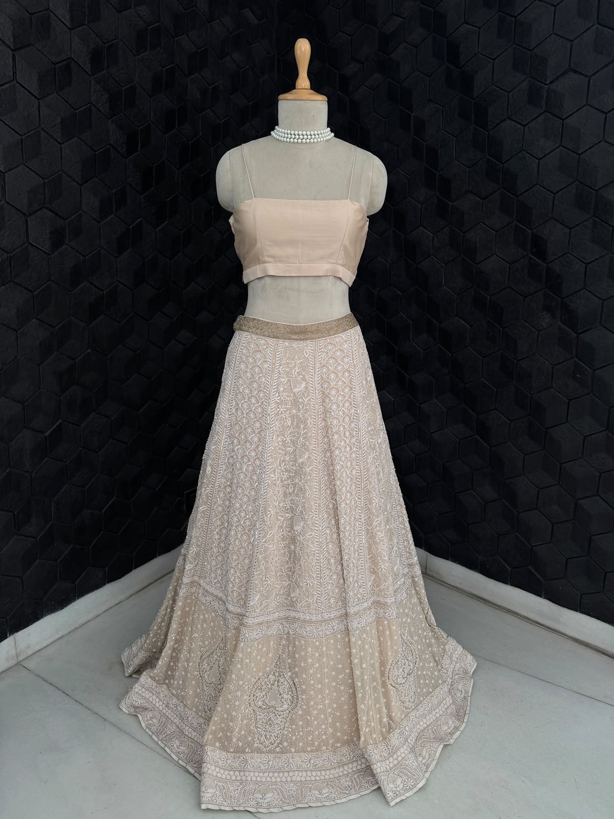 Peach Georgette Chikankari Skirt