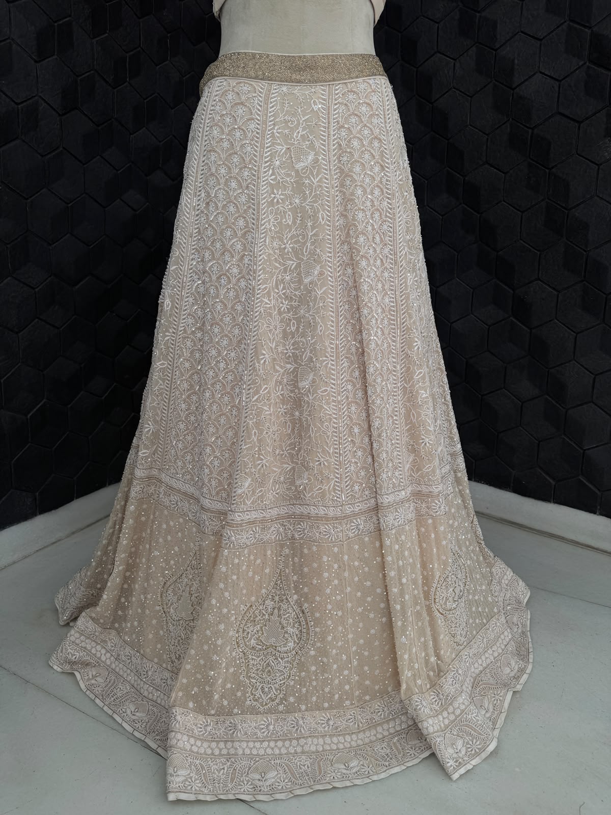 Peach Georgette Chikankari Skirt