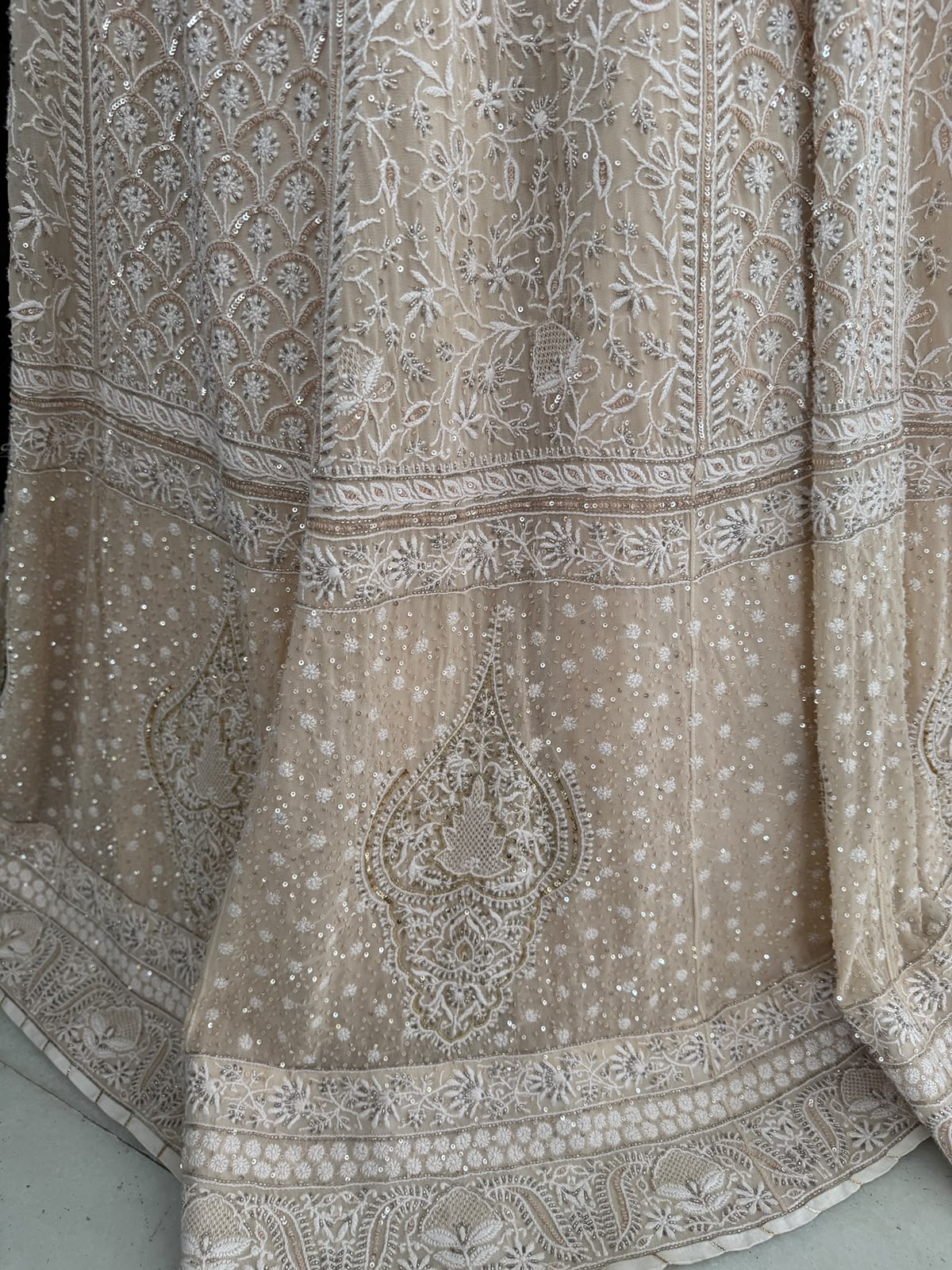 Peach Georgette Chikankari Skirt