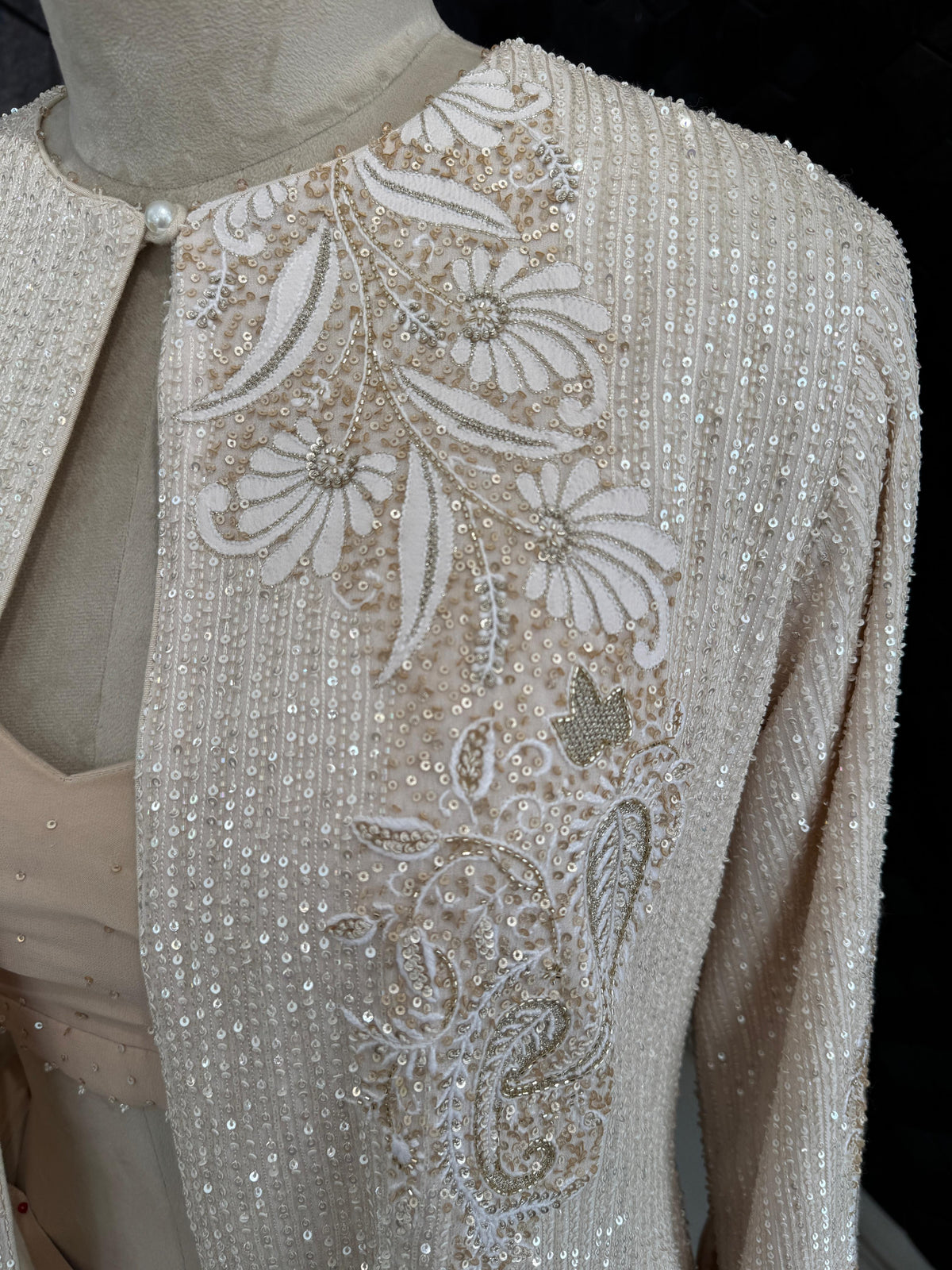 Ivory Floral Georgette Gilet Set