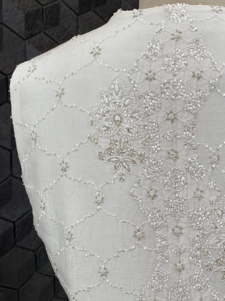 Off-White Chanderi Chikankari Jacket