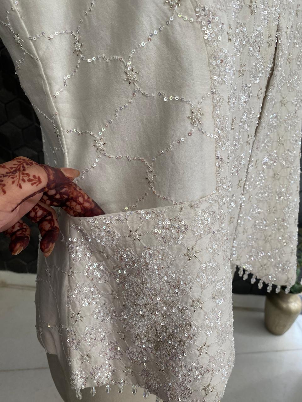 Off-White Chanderi Chikankari Jacket