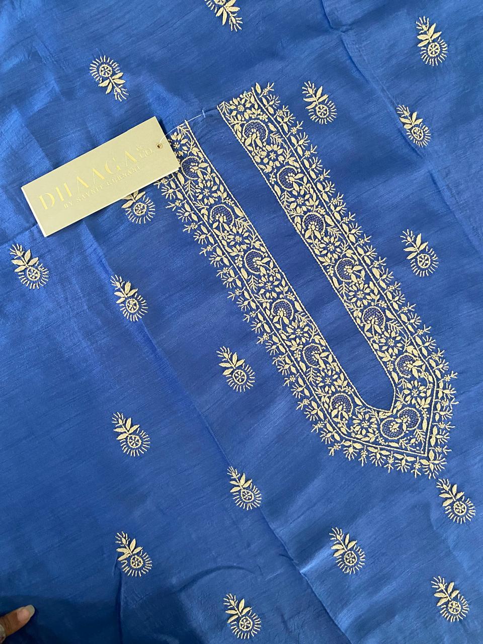 Cobalt Blue Moonga Silk Men's Kurta