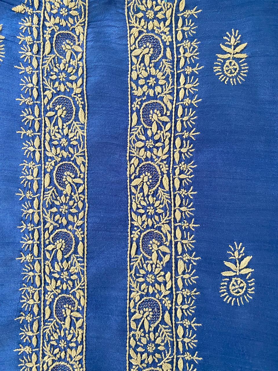Cobalt Blue Moonga Silk Men's Kurta