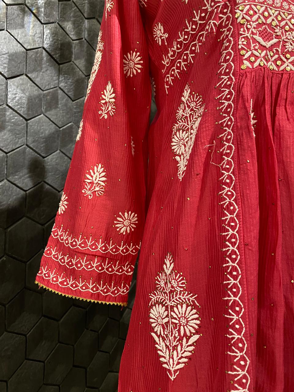 Fuschia Pink Mukaish & Chikankari and Mukaish Sharara Set