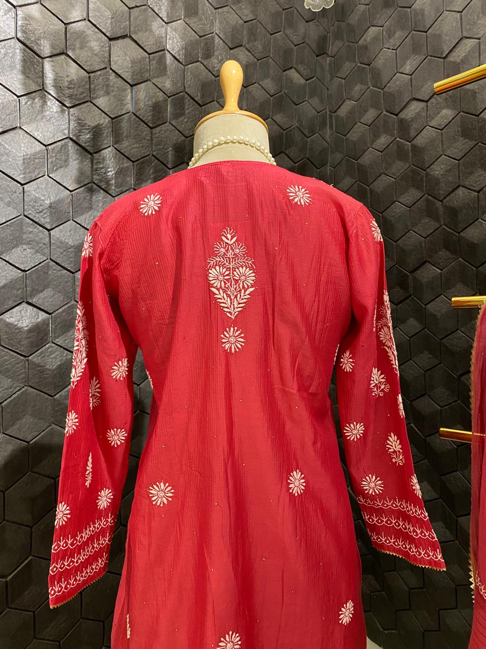 Fuschia Pink Mukaish & Chikankari and Mukaish Sharara Set