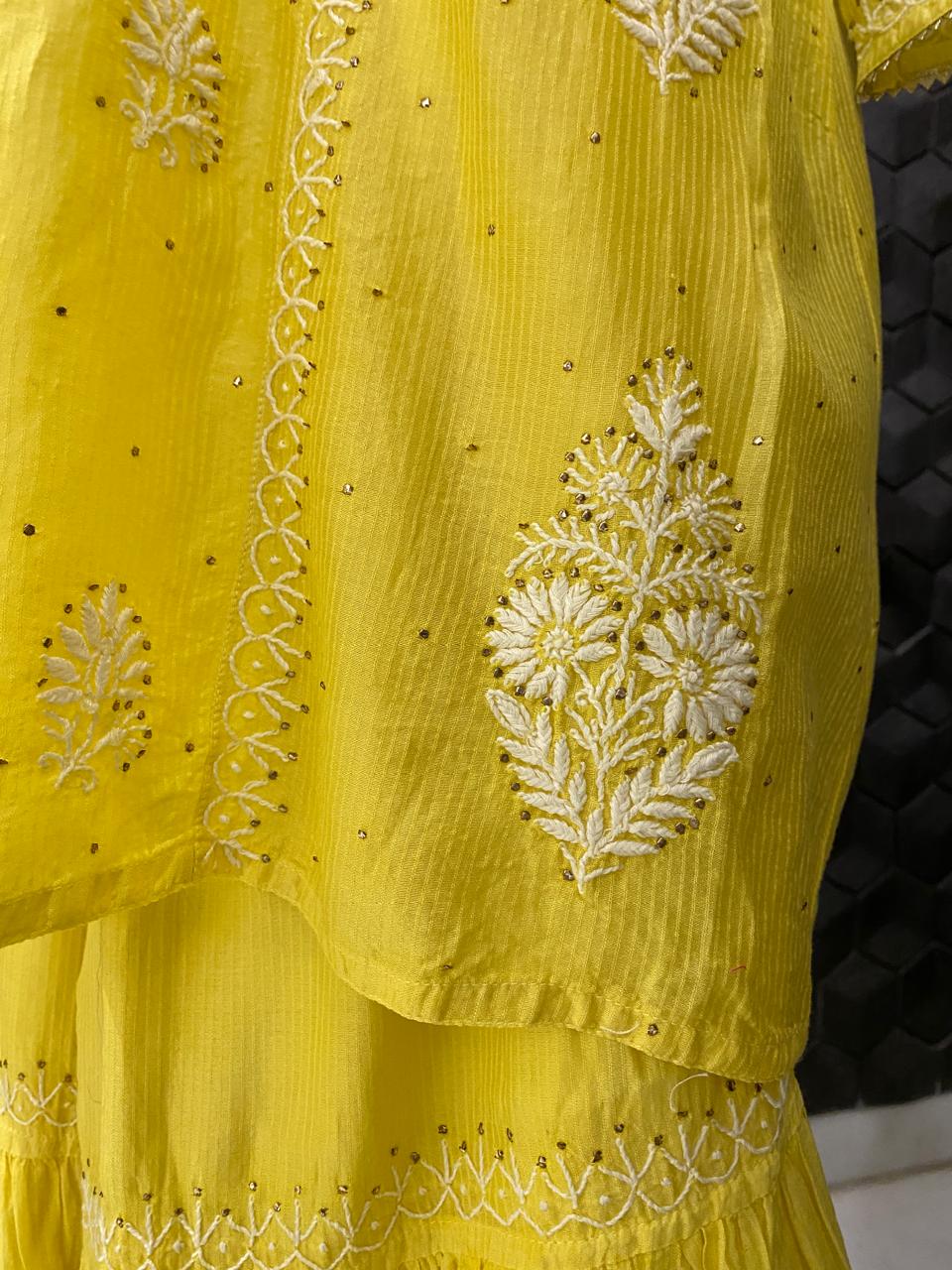 Yellow Mukaish & Chikankari and Mukaish Sharara Set