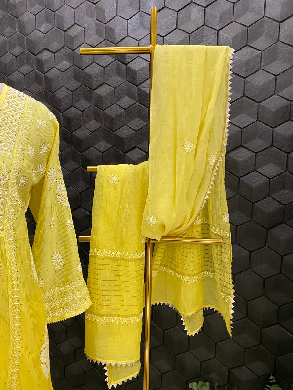 Yellow Mukaish & Chikankari and Mukaish Sharara Set