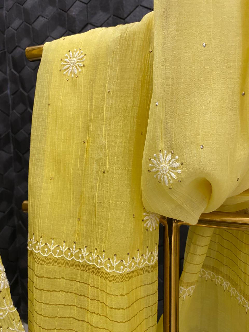 Yellow Mukaish & Chikankari and Mukaish Sharara Set