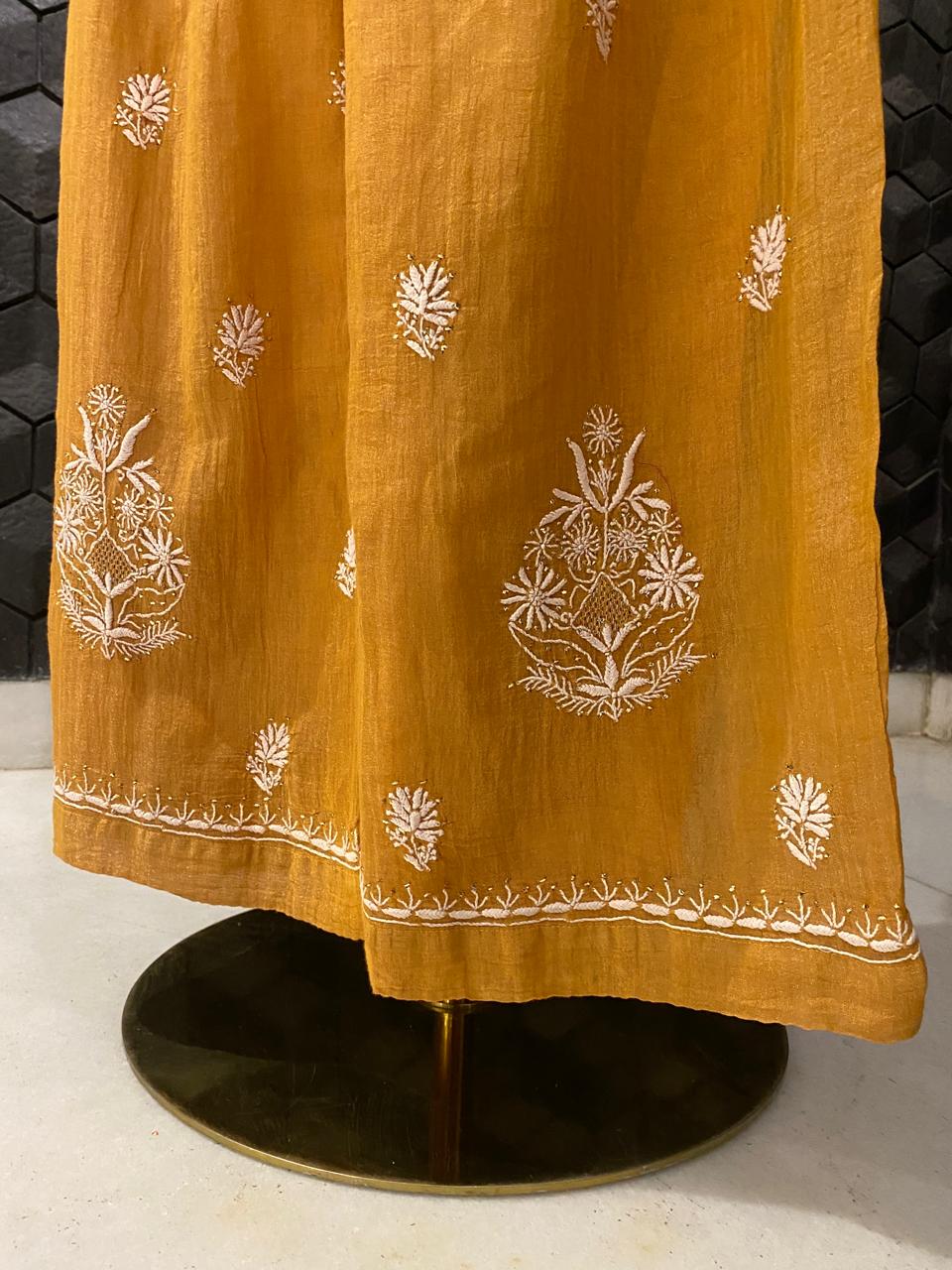 Mustard Mukaish & Chikankari and Mukaish Sharara
