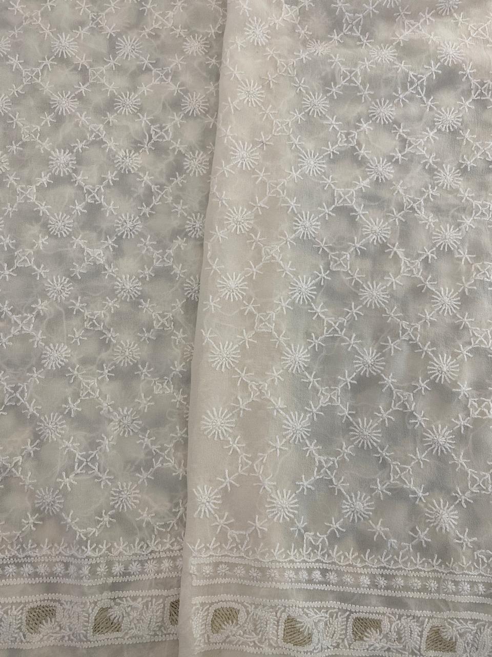 Ivory Georgette Chikankari Men's Kurta