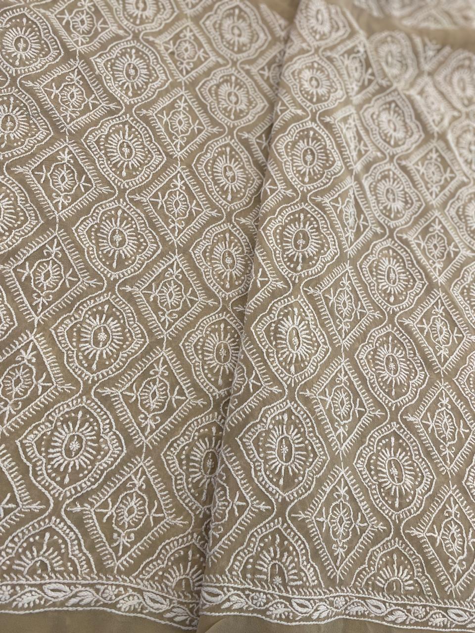 Beige Chikankari Georgette Men's Kurta