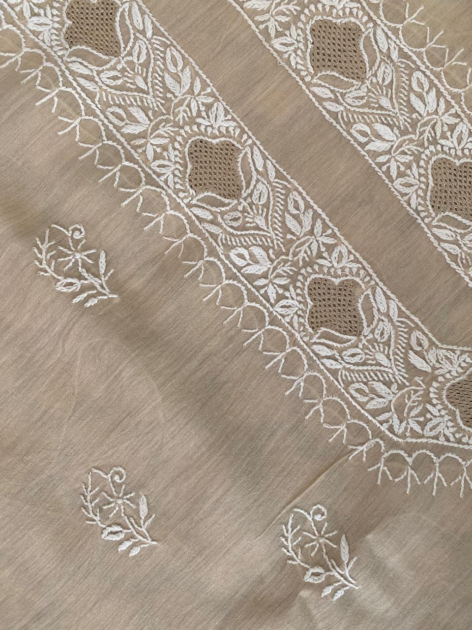 Beige Moonga Silk Men's Kurta
