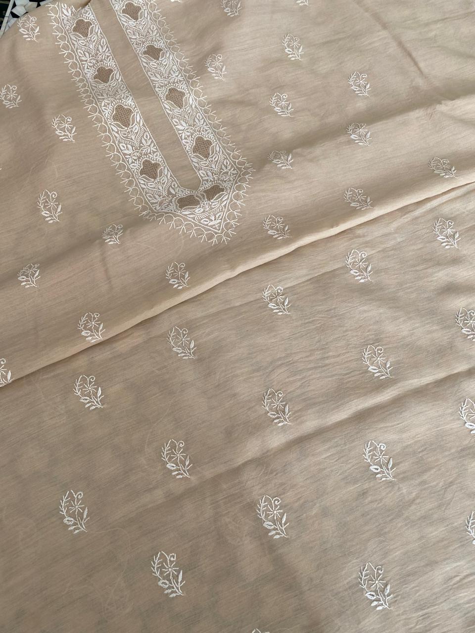 Beige Moonga Silk Men's Kurta
