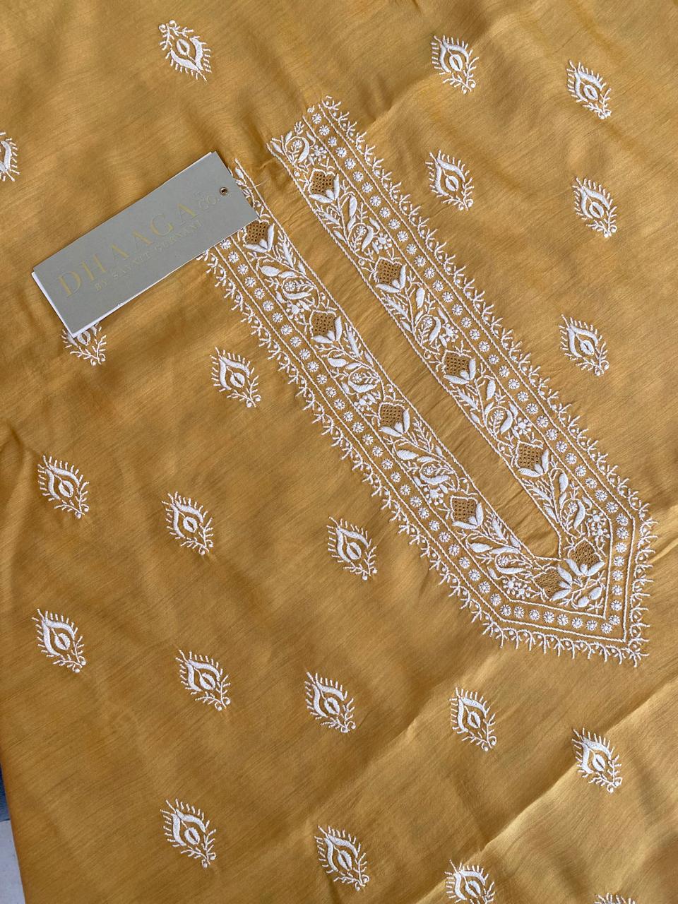 Mustard Moonga Silk Men's Kurta