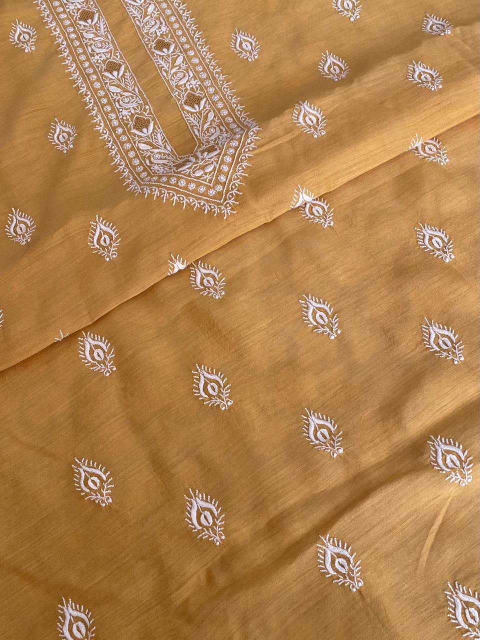 Mustard Moonga Silk Men's Kurta