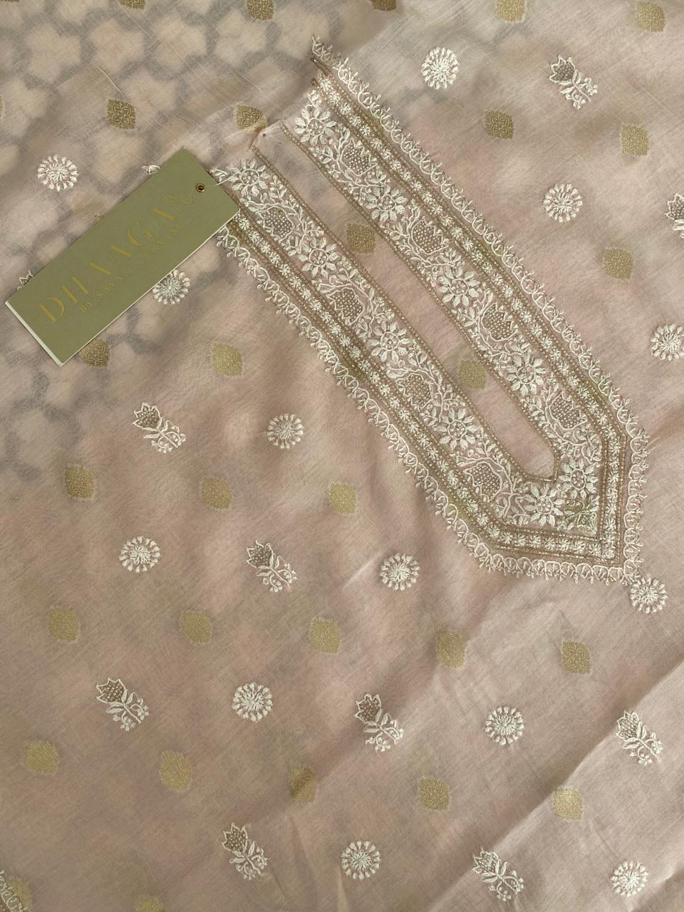 Pink Zari Butti Men's Kurta