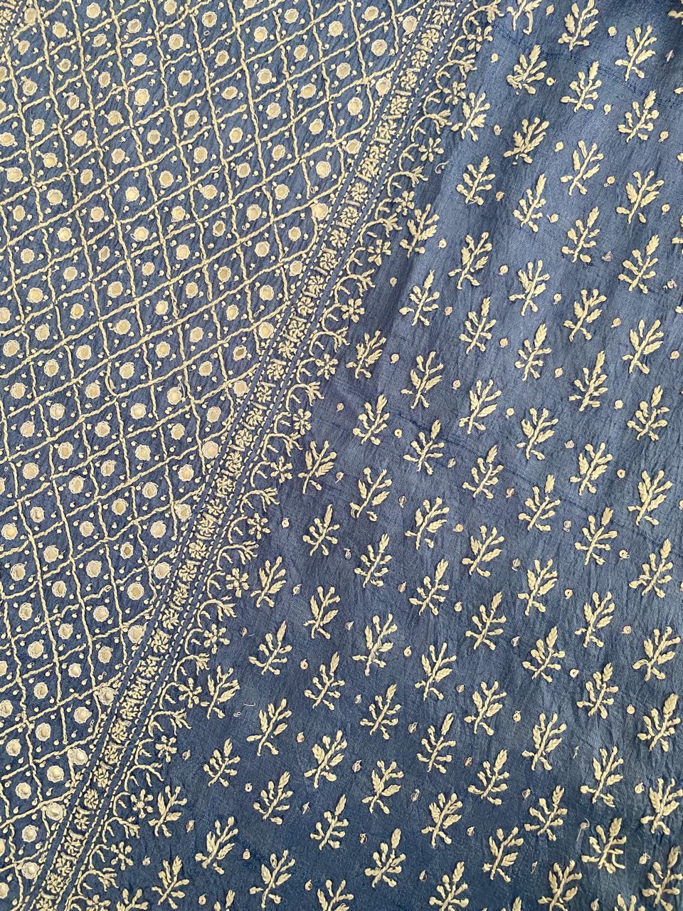 Cobalt Blue Tussar Silk Suit Set