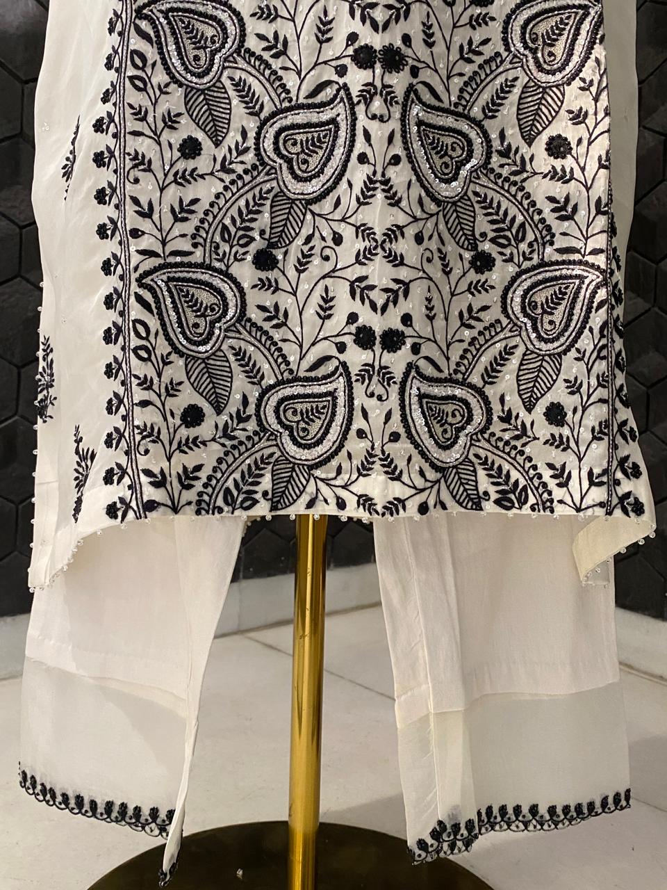 White Organza Chikankari Kurta Set