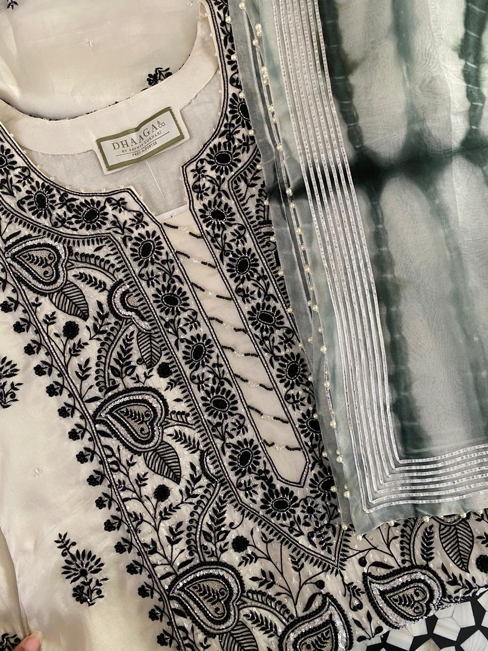 White Organza Chikankari Kurta Set