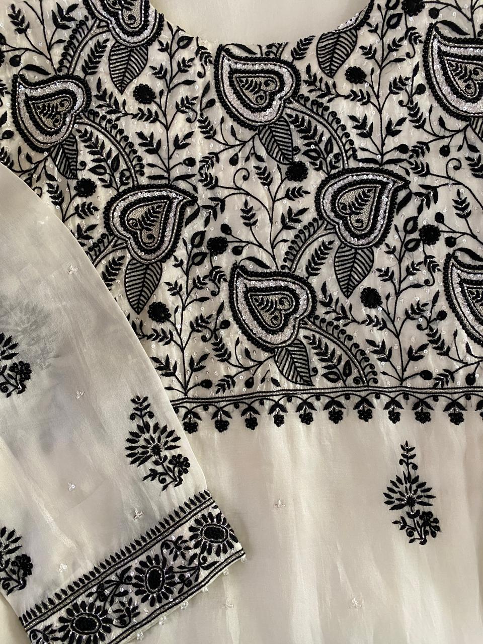 White Organza Chikankari Kurta Set