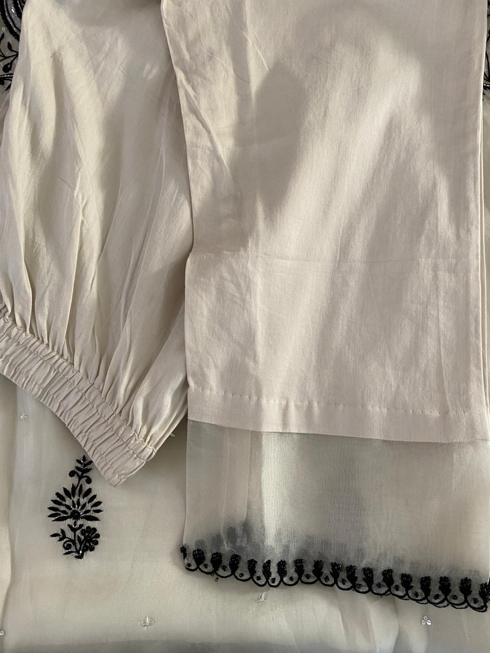 White Organza Chikankari Kurta Set