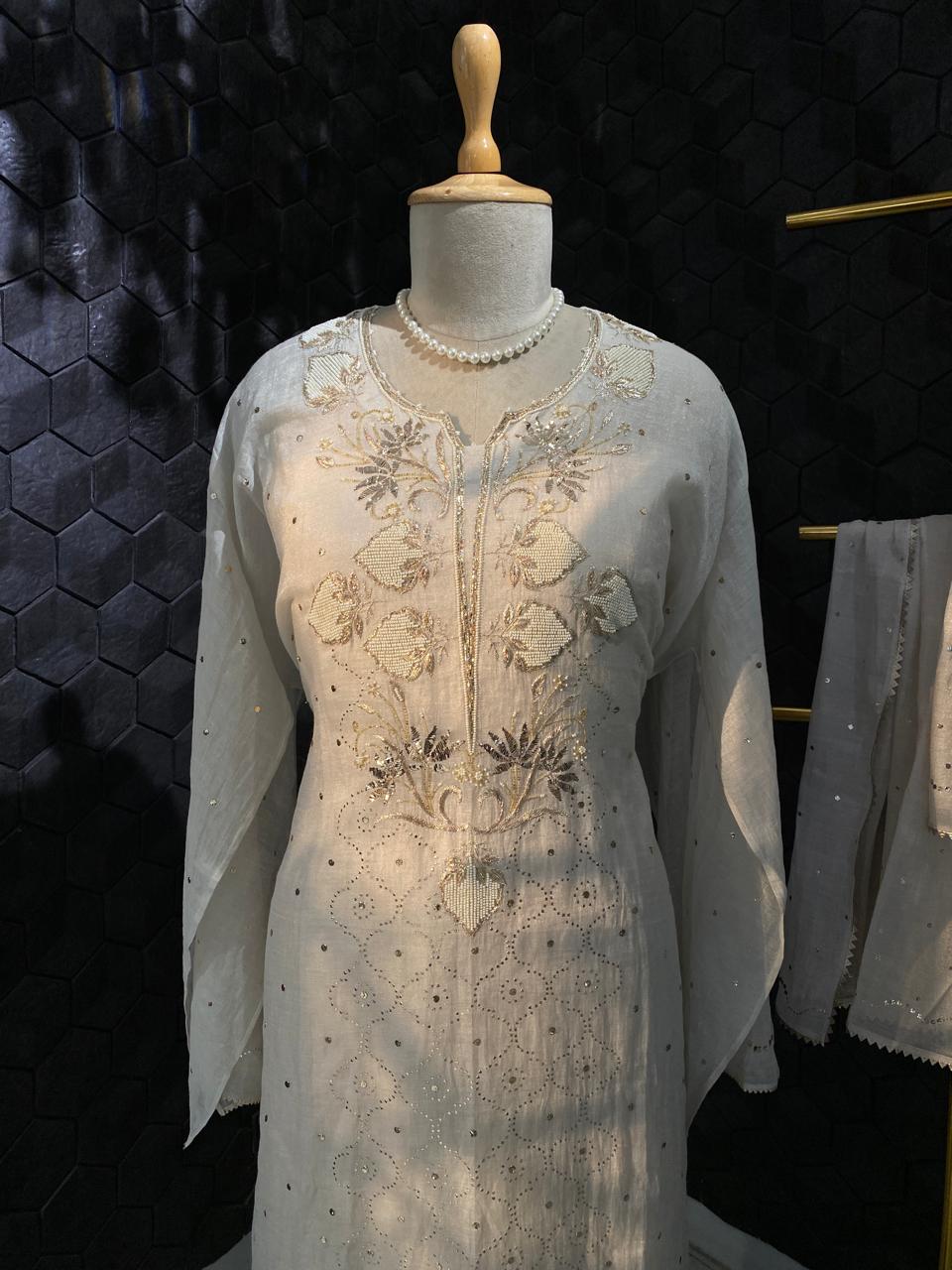 Golden Tissue Mukaish & Kamdani Kurta Set