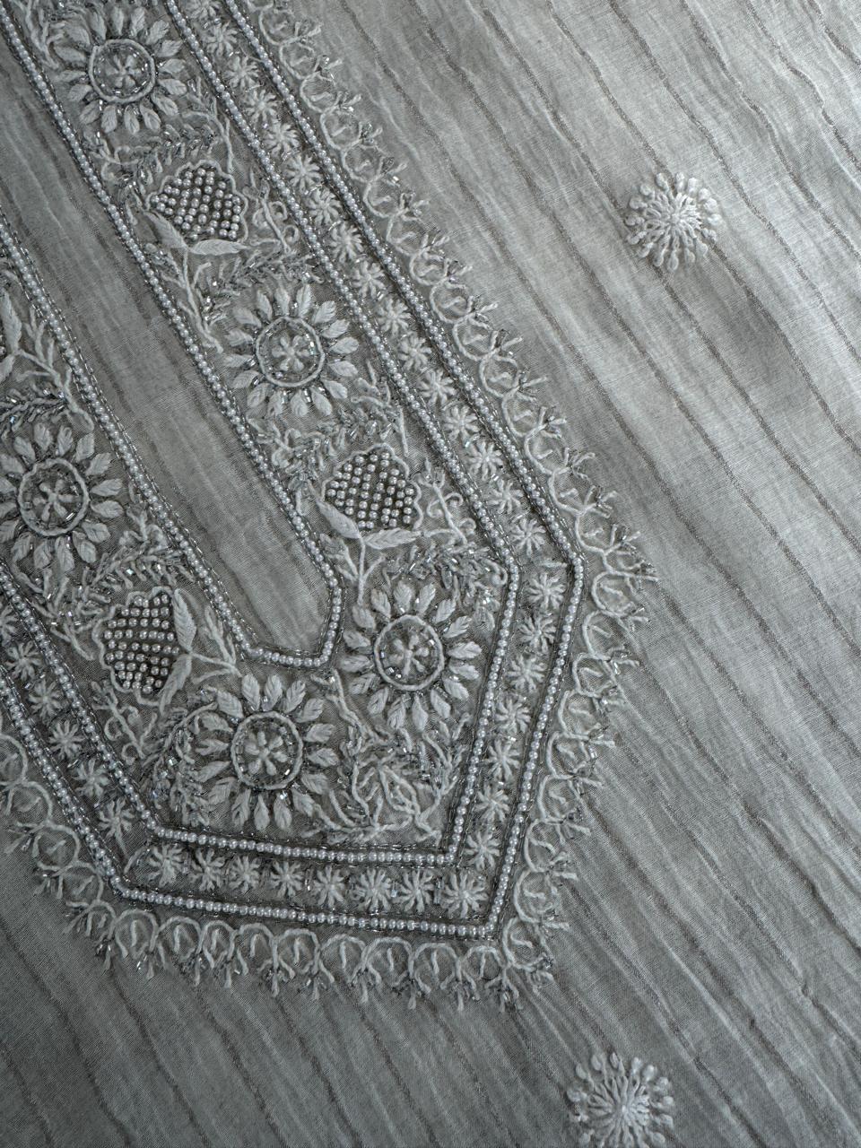 Ivory Striped Mul Chanderi Men's Kurta