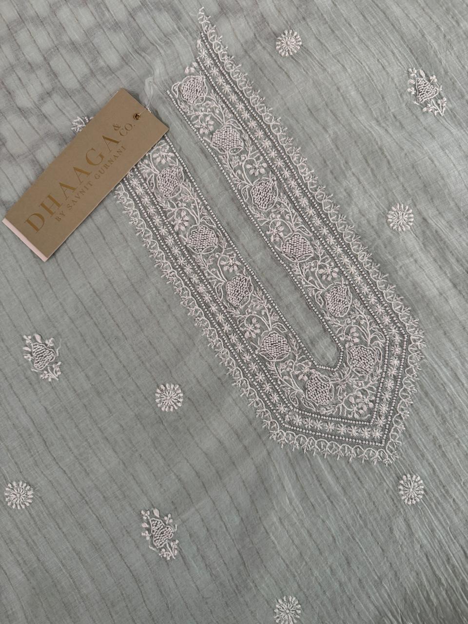 Mint Green Striped Mul Chanderi Men's Kurta