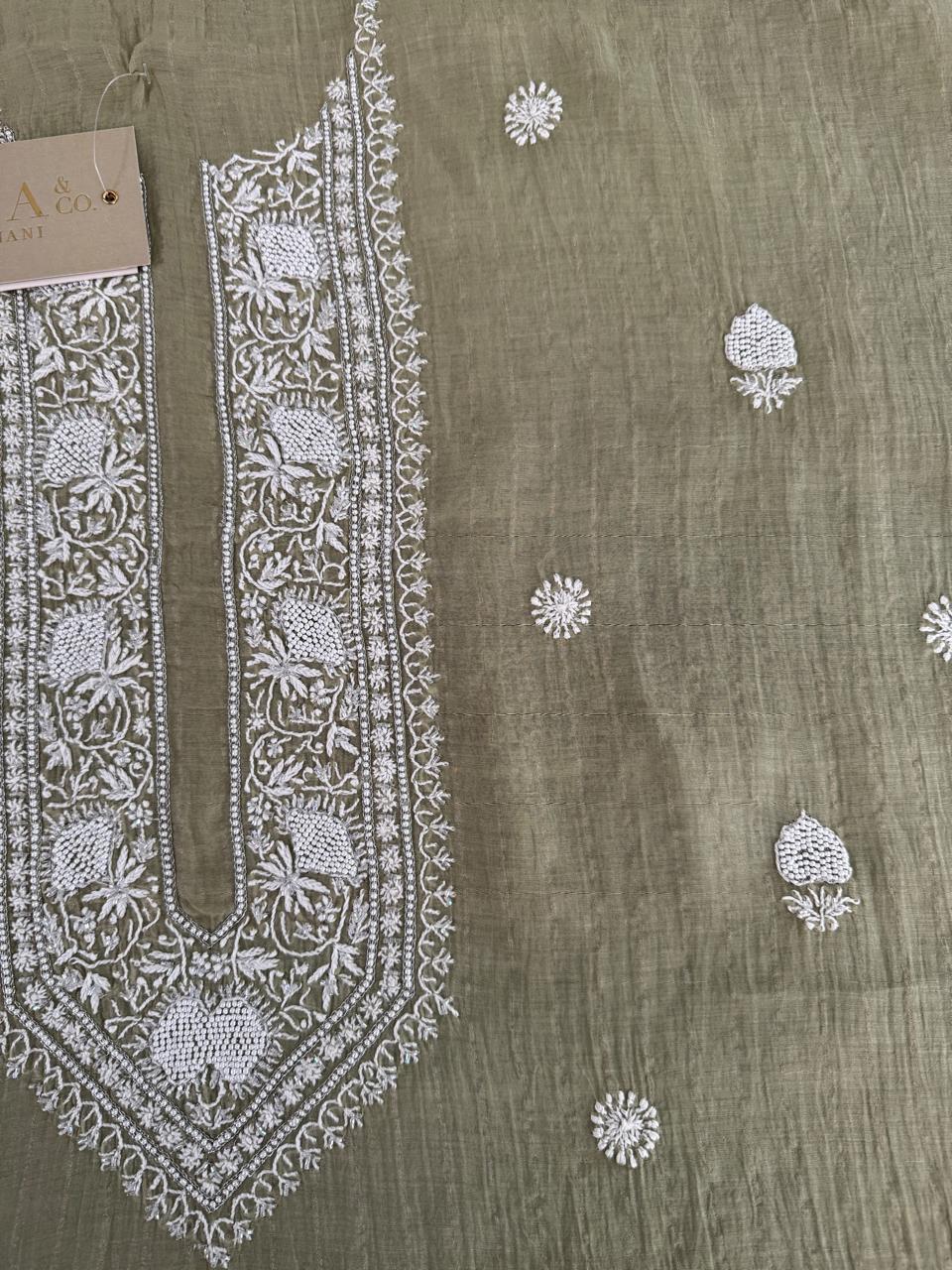 Sage Green Striped Mul Chanderi Men's Kurta