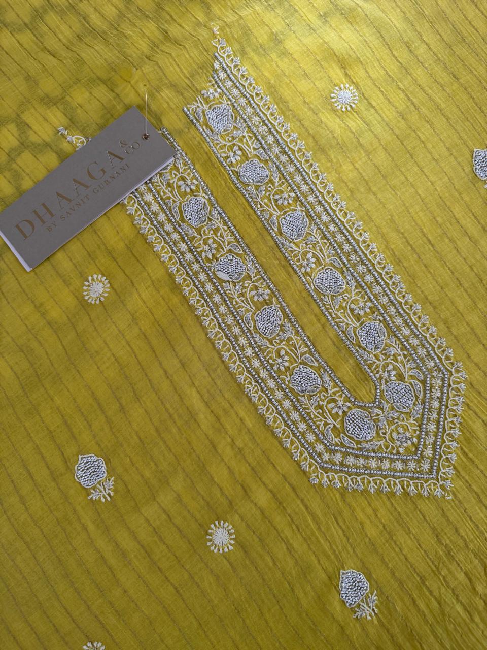 Yellow Striped Mul Chanderi Men's Kurta