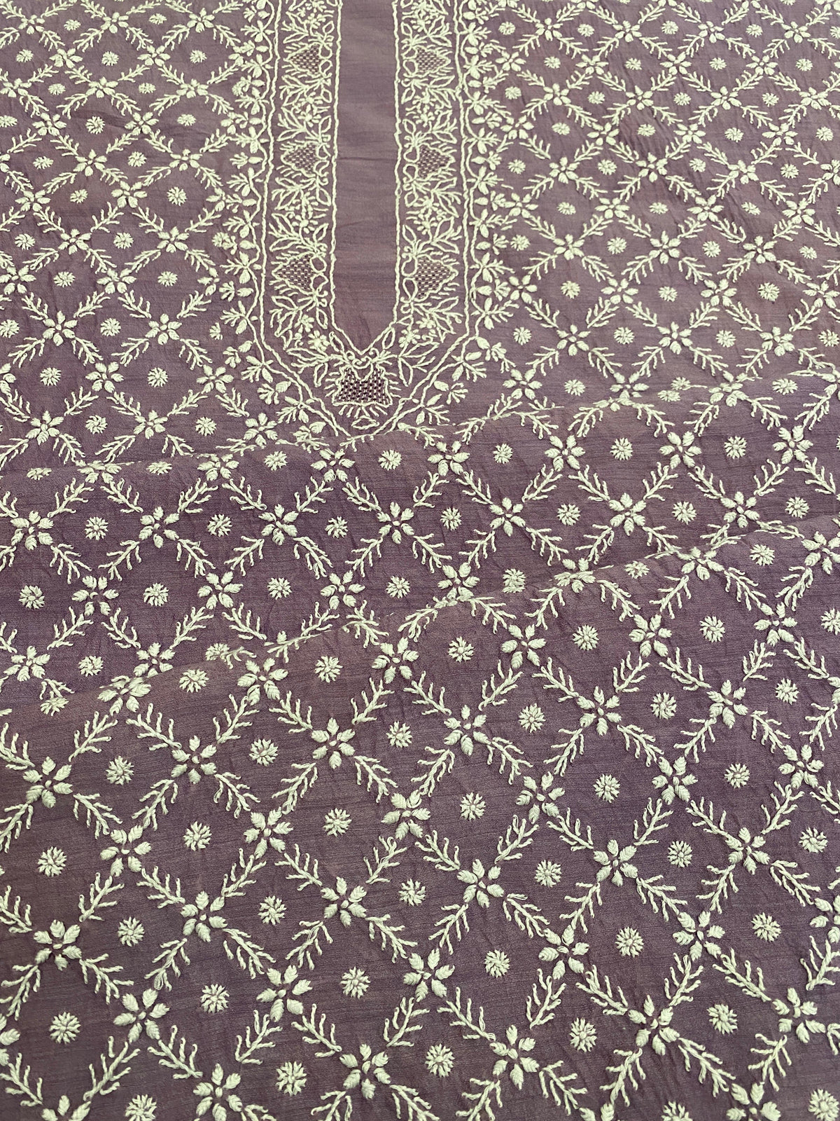 Lavender Moonga Silk Chikankari Men's Kurta