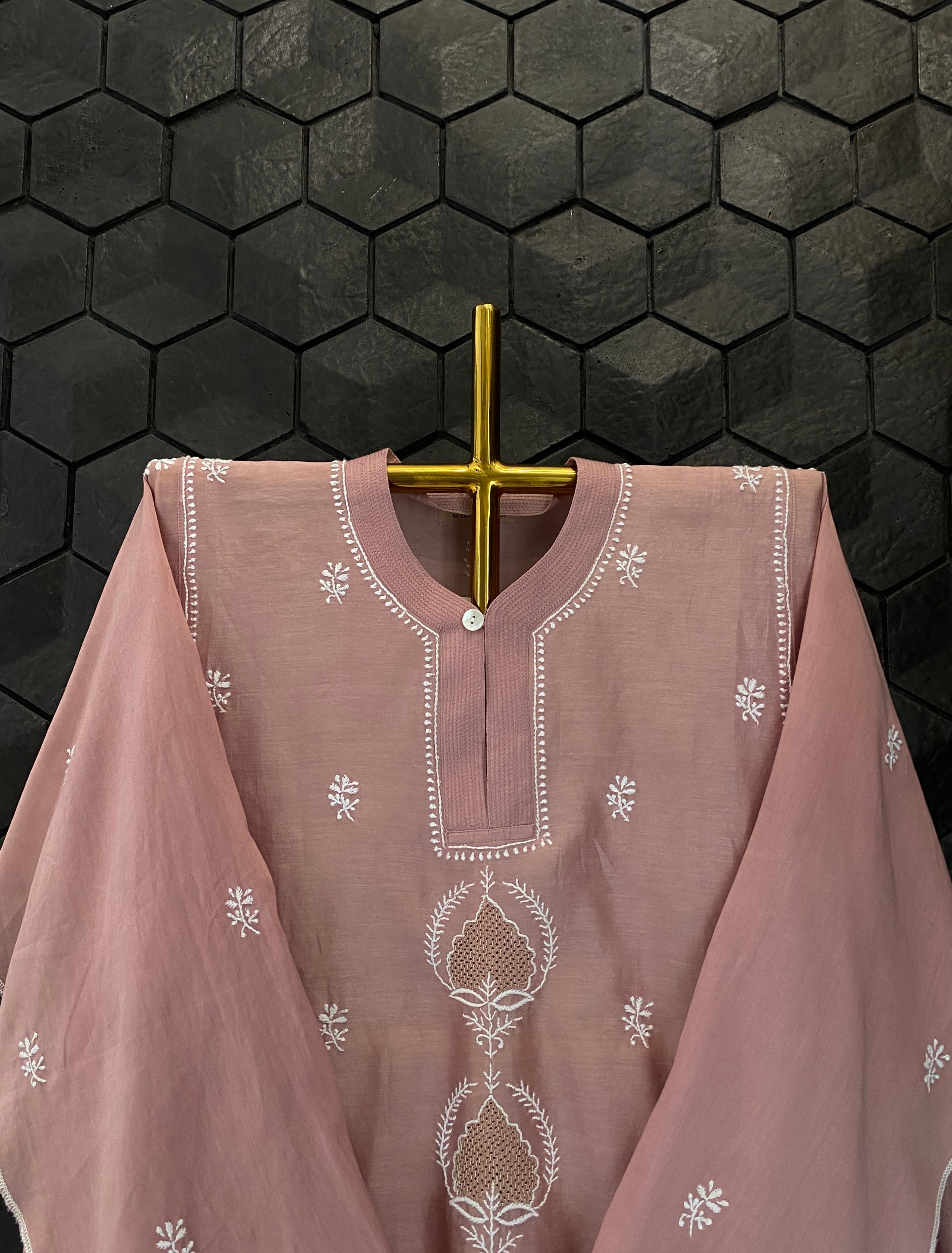 Onion Pink Awaadhi jaali Shirt