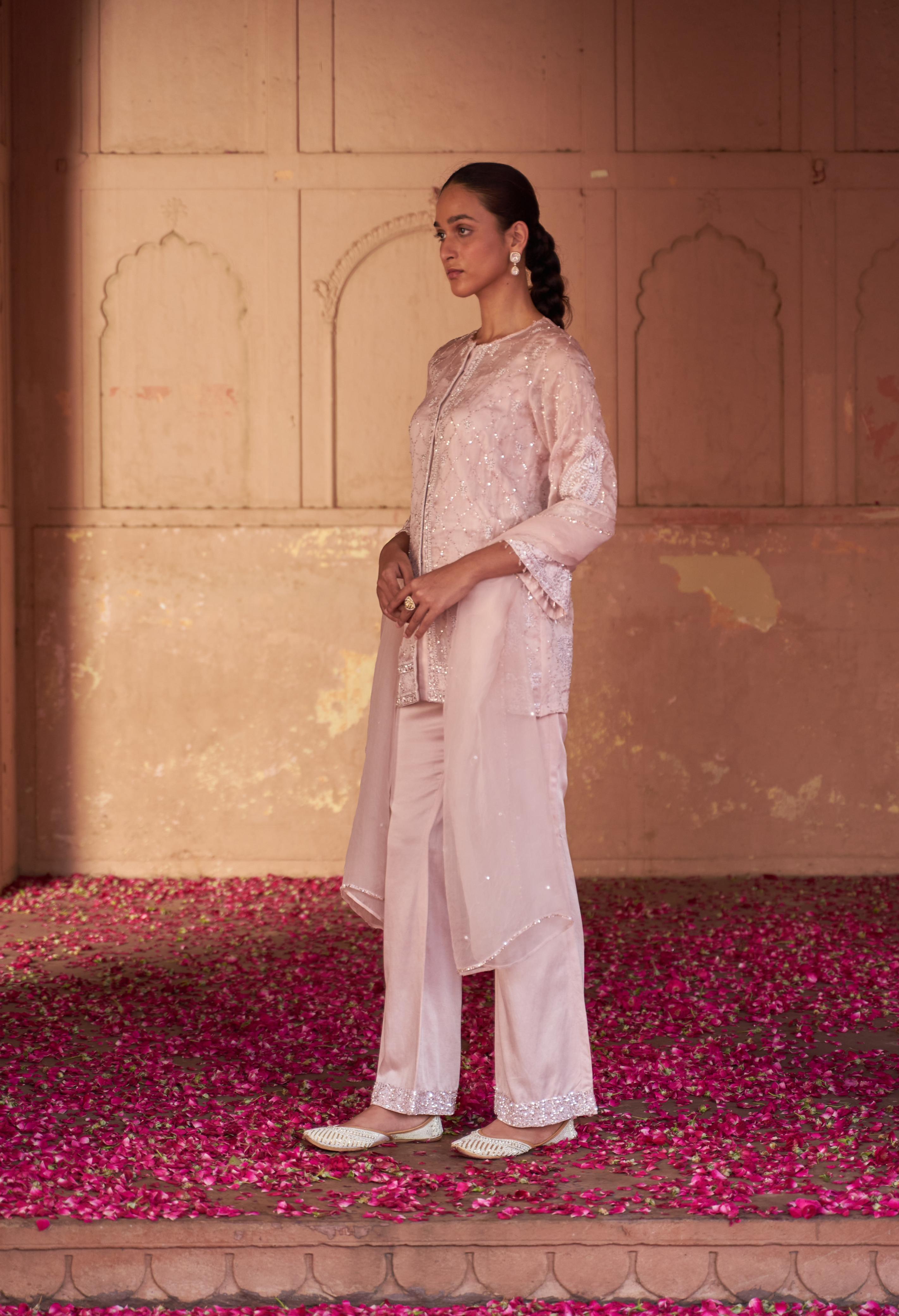 Pink Pakistani Organza Co-ord Set