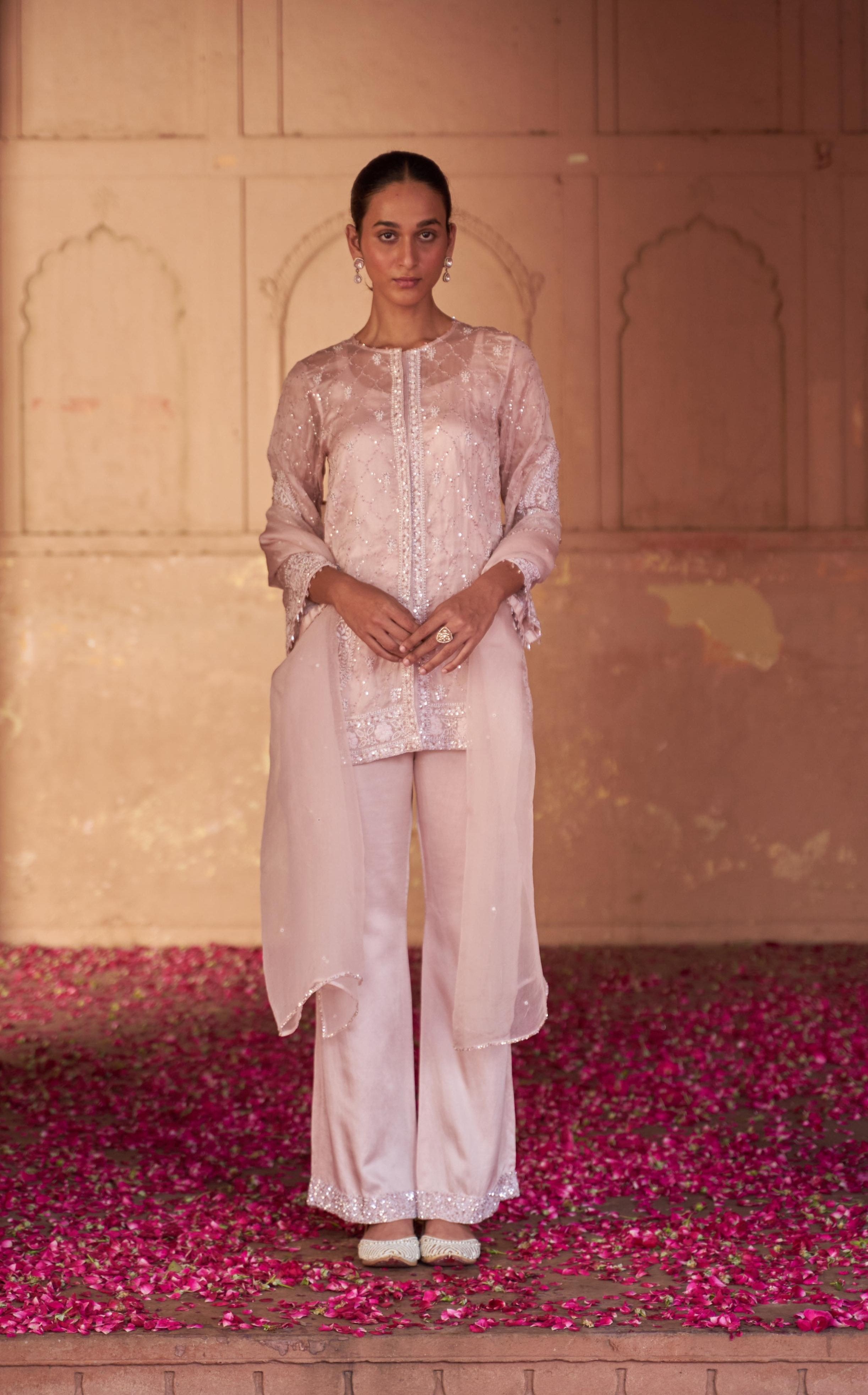 Pink Pakistani Organza Co-ord Set