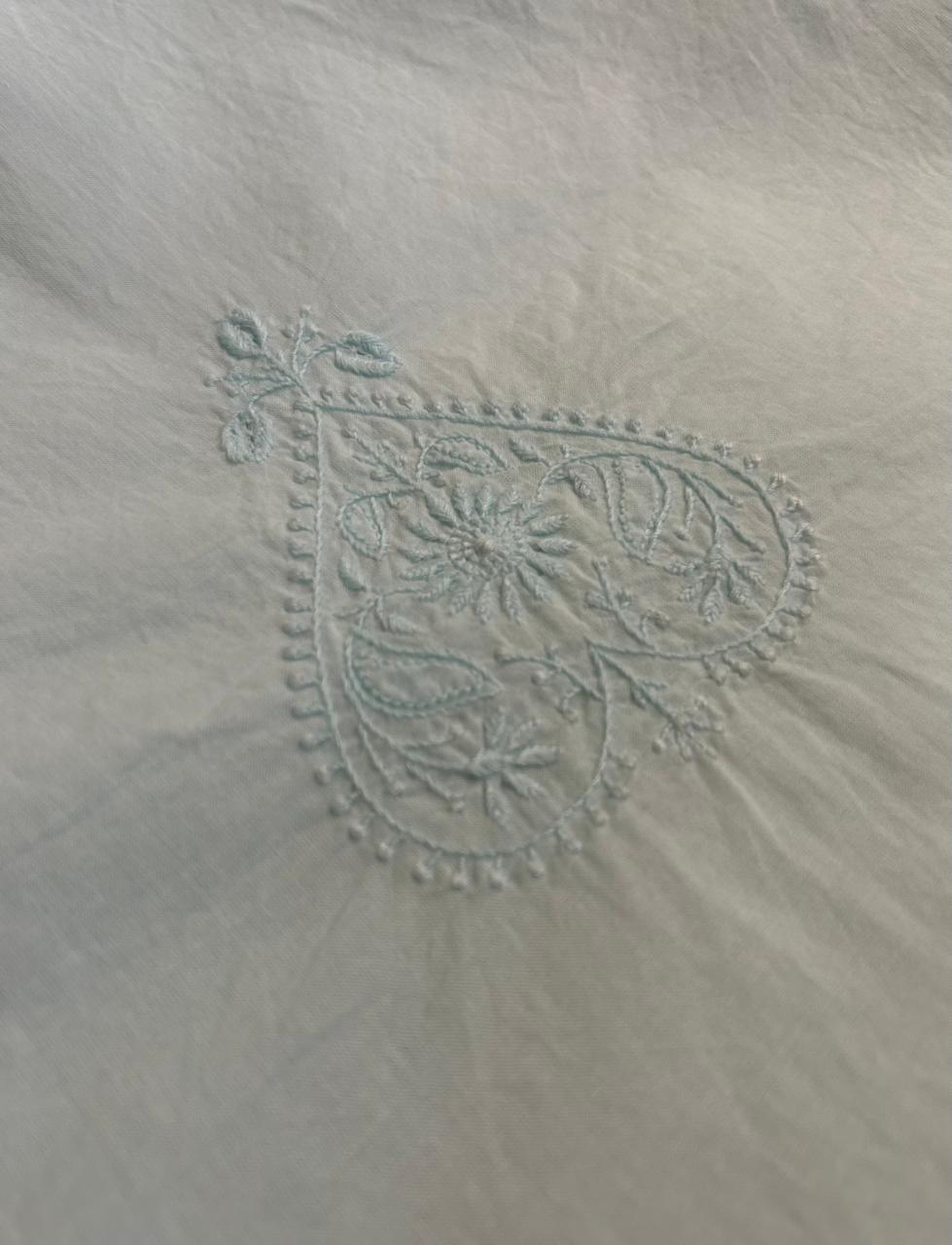 Mens Sky Blue Chanderi Chikankari kurta