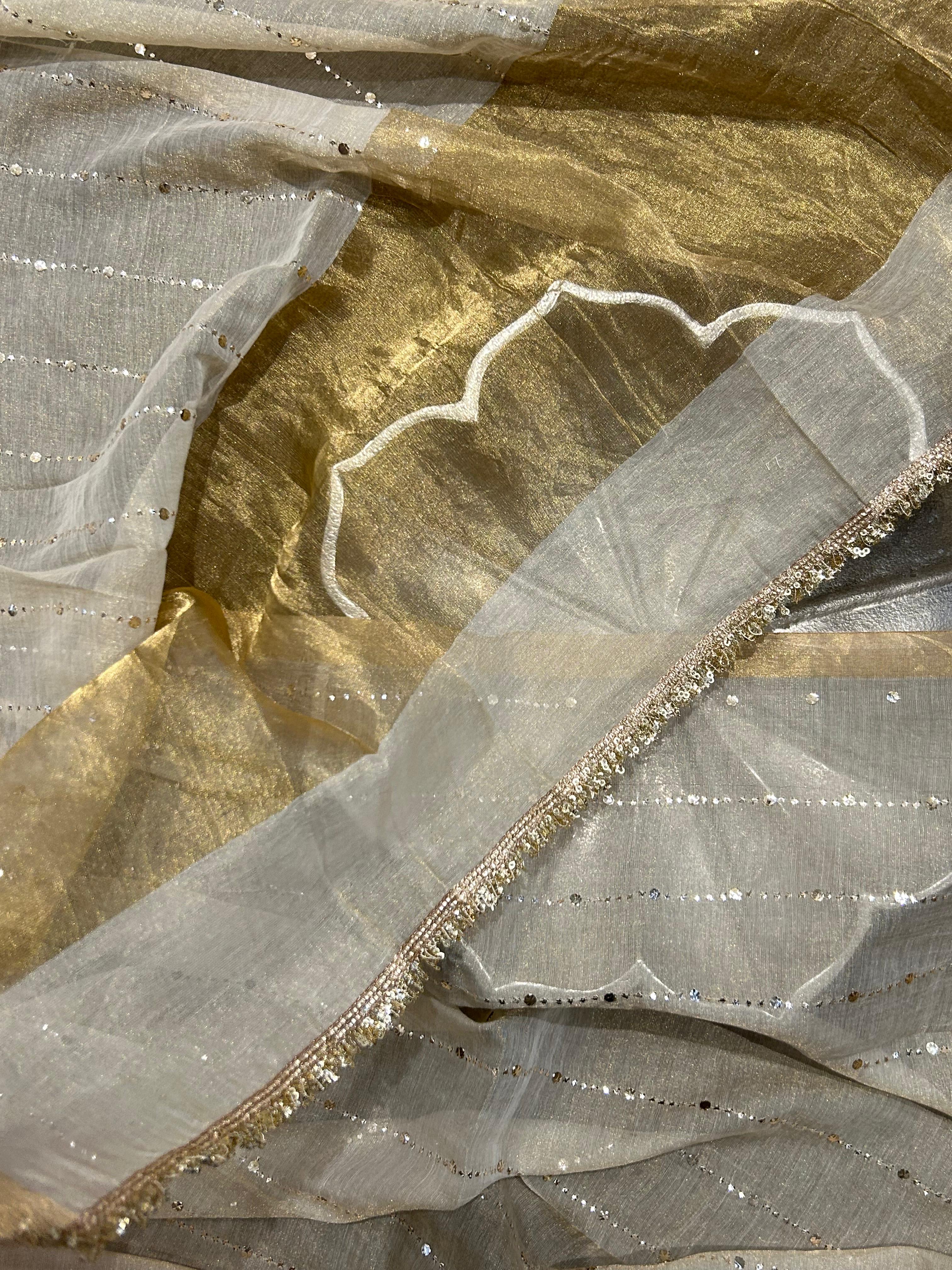 Silver Tissue Mukaish Dupatta