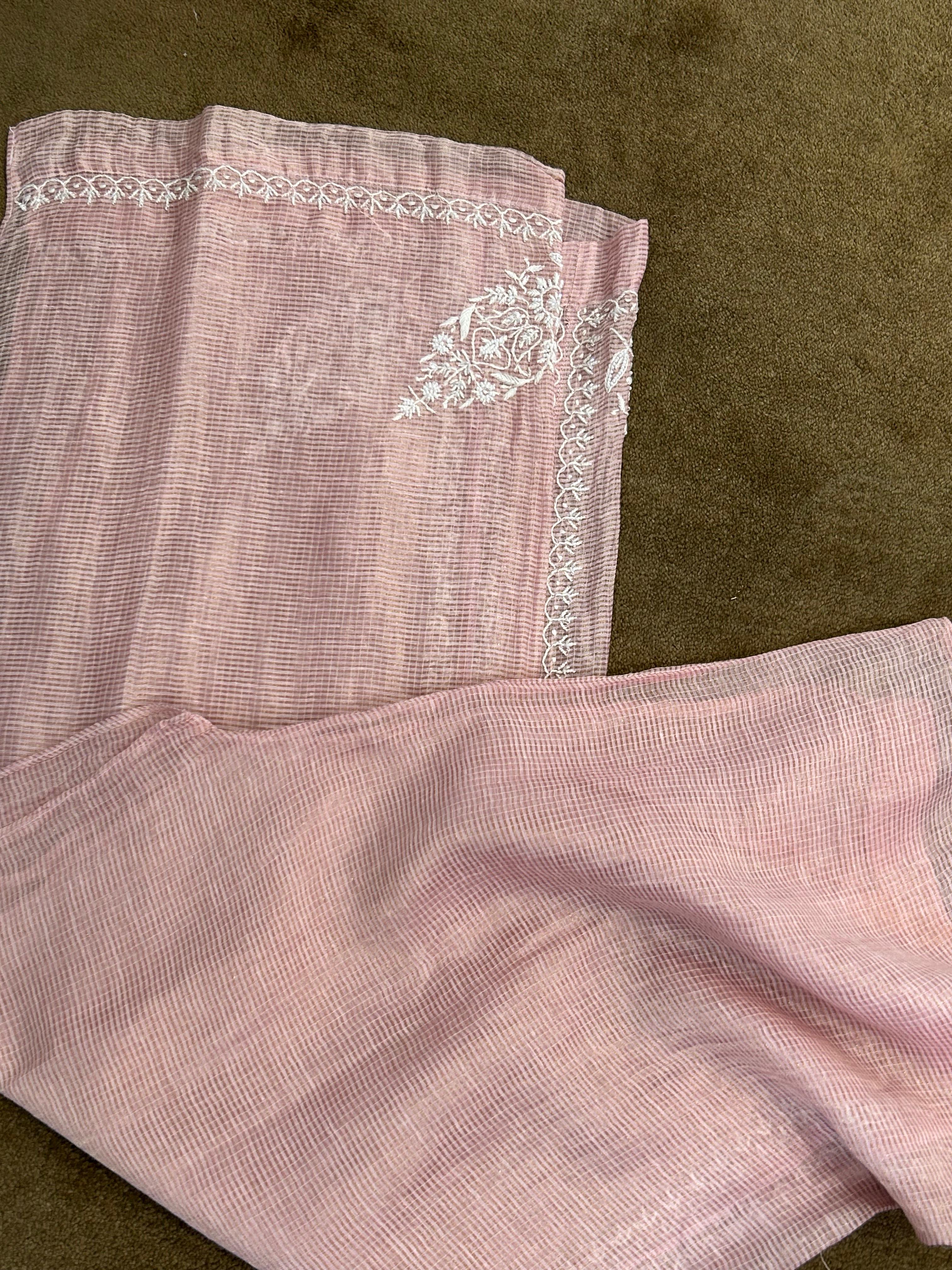 Pink tissue kota chikankari co-ord set