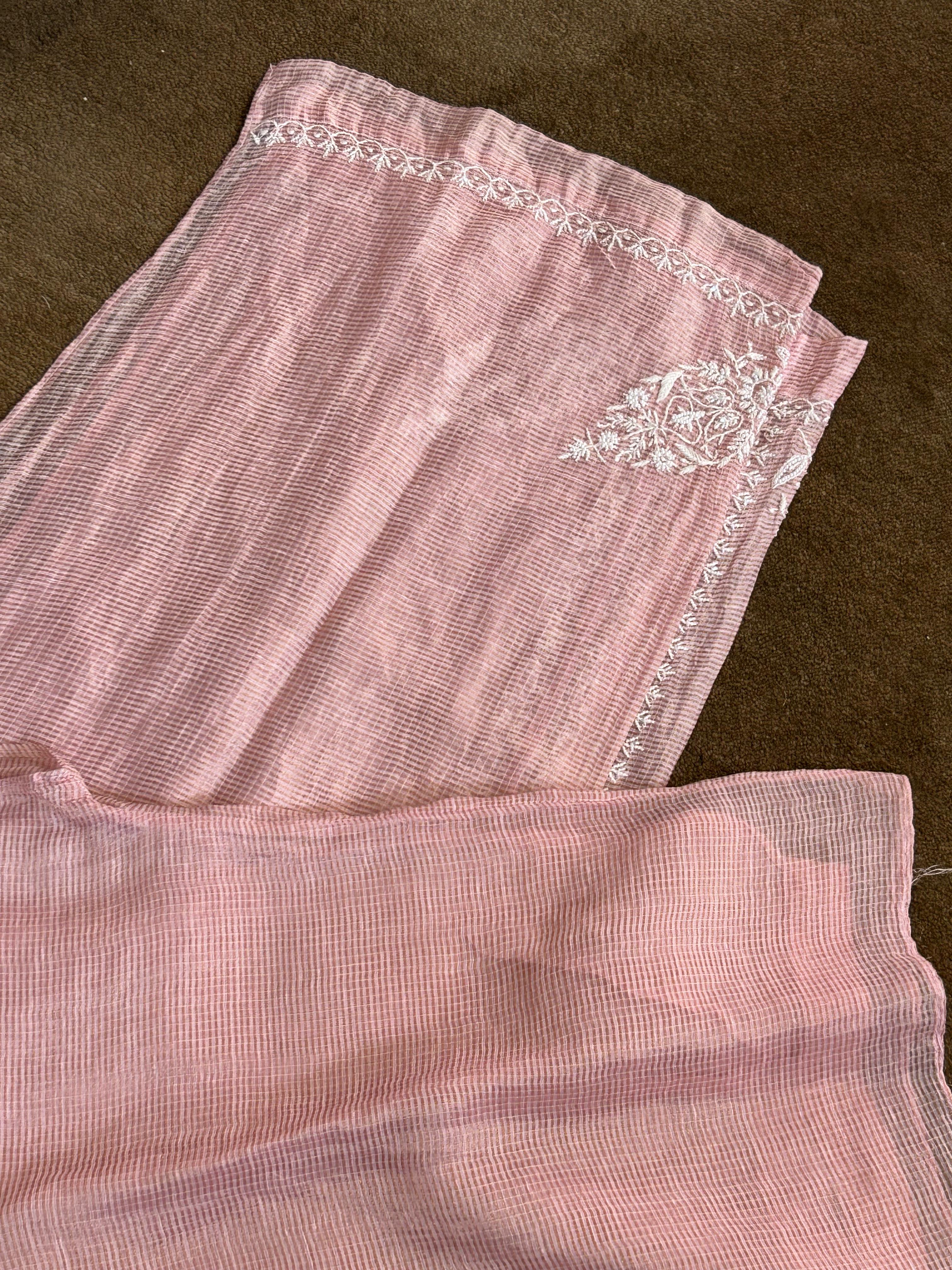 Pink Tissue Kota Chikankari Co-ord Set